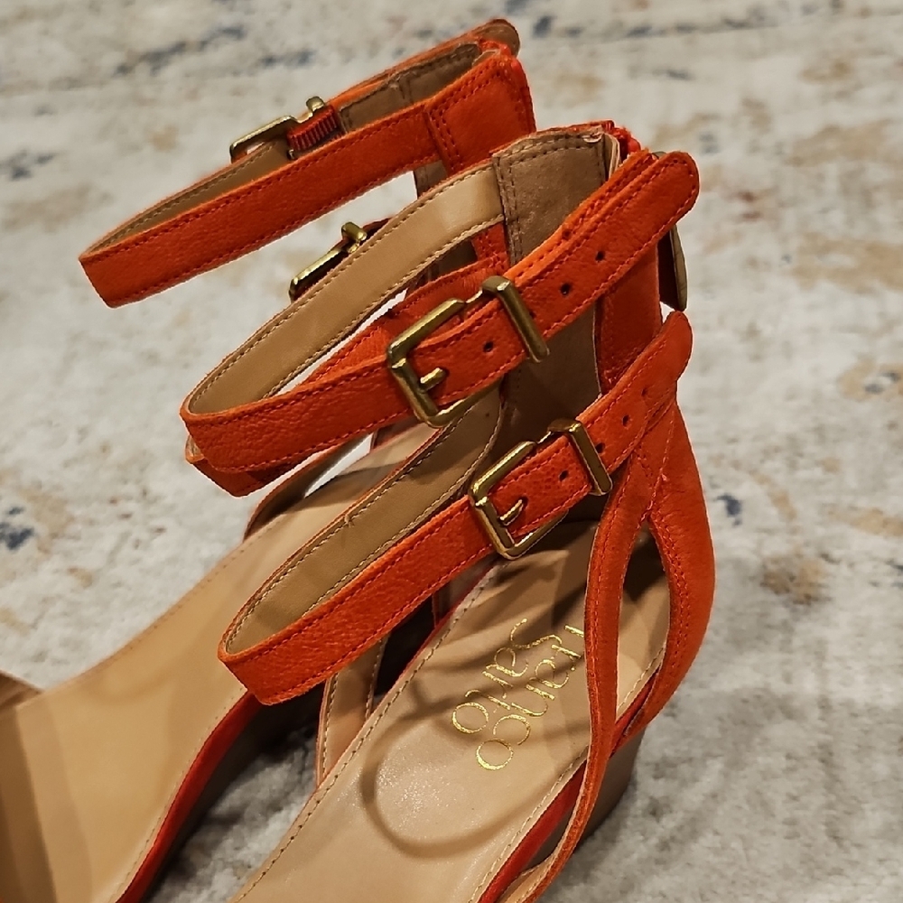 Franco Sarto Orange Heeled Sandals - Picture 3 of 5